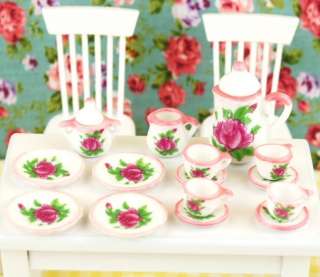 Dollhouse Miniature Porcelain China TEA SET Dishes 17 D  