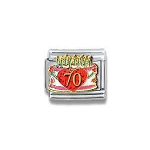 70 Celebration Birthday Cake Food Drink Theme Italian Charm Bracelet 