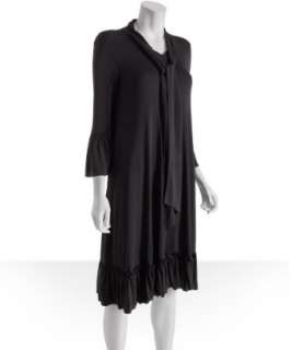 Diane Von Furstenberg anthracite rib knit Riejo bell sleeve dress 