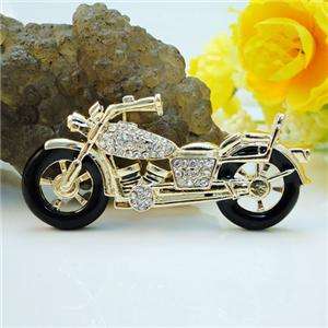 Chic Motorcycle Motorbike Brooch Pin Swarovski Crystal  