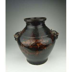  One Jizhou Ware Black Glaze Porcelain Vase, Chinese Antique 