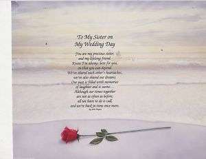 To My Sister on My Wedding Day Poem Personalized Name  