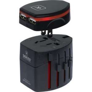 New SKROSS Black World Travel Adapter 2 w/ USB Charger 