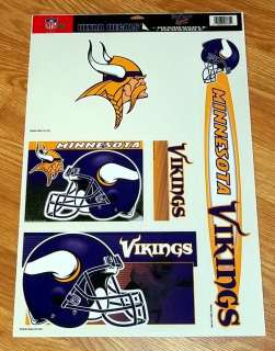 Minnesota Vikings 11 x 17 NFL Sports Ultra Decals Window Clings Set 