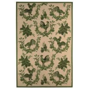   Hand Hooked Floral Rooster Wool Area Rug 6.00 x 9.00.: Home & Kitchen