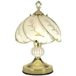    Polished Brass Touch Table Lamp with Brass Finial
