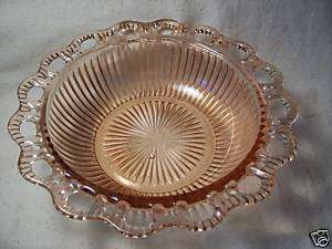 Anchor Hocking Depression Glass Lace Edge  Pink Bowl  