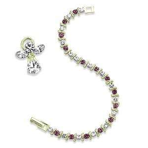    S Curve Crystal June Birthstone Bracelet and Angel Pin Jewelry