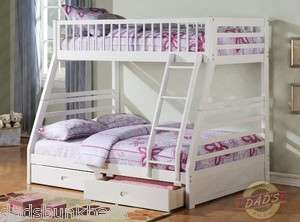 TWIN OVER FULL BUNK BED   WHITE   W/ STORAGE DRAWERS  
