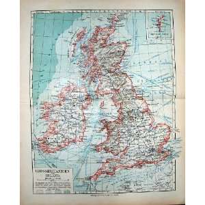  Meyers German Atlas 1900 Map Britain Ireland Shetland 