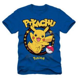   Name Pokemon Pikachu Men Anime T shirt (Blue