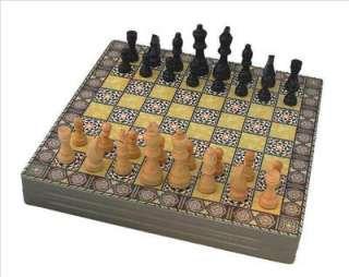 New Unique Wood Mother of Pearl Chess Board Game Set  
