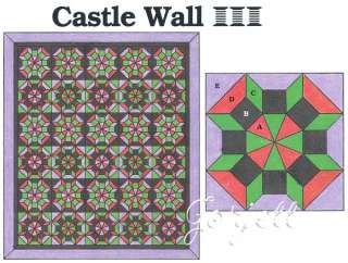 Castle Wall Quilt Block & Quilt quilting pattern & templates  