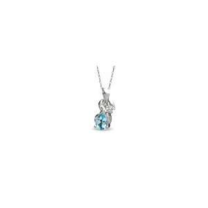 ZALES Pear Shaped Blue Topaz and Diamond Accent Pendant in 