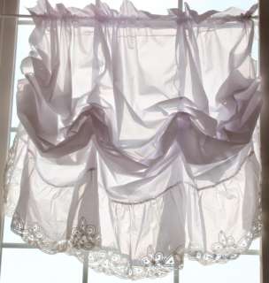   country chic embroidery ruffle pull up balloon curtain shade  