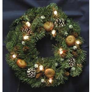  Christmas Pine Wreath with Pinecones, Berrys, Nuts, Snow 
