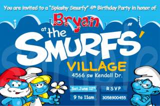 Smurfs 3D Personalized Birthday Invitations YOU PRINT  
