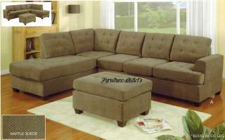 Bobkona Sofas Couch Sectional Sectionals Suede and Reversible Chaise 