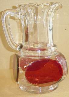EAPG RUBY STAINED NAIL SQUARE PITCHER US GLASS 1892  