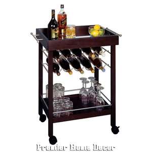   World Tuscan Wheeled Wine Rack Bar Cart Glass Shelf Storage Mirror Top