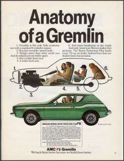 1973 AMC GREMLIN Vintage Print CAR AD~American Motors  