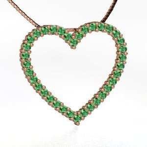    Heartline Pendant, 14K Rose Gold Necklace with Emerald Jewelry