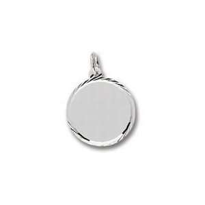  Round Disc Dia Cut Charm   Sterling Silver Jewelry