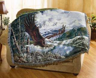 Majestic Mountain Soaring Eagle Tapestry Throw Blanket  