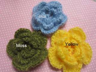 20 Crochet 2.5 Mohair Flower Rose/trim/yarn/sew U PICK  