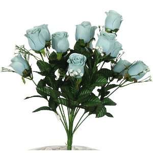 17 Elegant Silk Roses Wedding Bouquet   Teal Blue #23:  