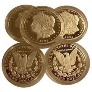   Lot of 5   1891 CC Morgan Silver Dollar Replica Coins 