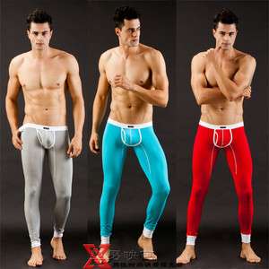 Mens Tight Smooth Thermal Underwear Bulge Pouch Long Johns/ Pants 