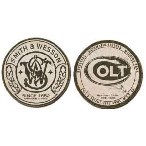  Set of Two Signs Smith & Wesson and Colt 11 x 11 Round 