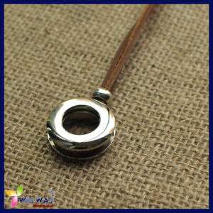 Vintage Simple Rings Leather Chain Men Necklace Pendant  