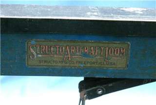 Antique Structo Artcraft Loom Weaving Thread Weave Metal Frame Vtg Art 