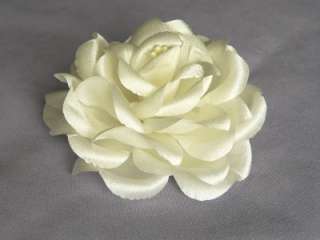IVORY Rose Corsage Bridal Silk Hair Flower Wedding 11cm  