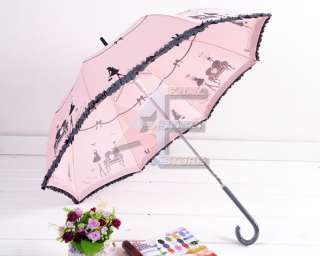 New lady Piano Rain Sun Parasol Stick Umbrella purple  