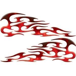 Full Color Reflective Fire Red Tribal Motorcycle Gas Tank Flame Decals