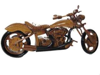   IRON HORSE MOTORCYCLE BIKE WOOD WOODEN MAHOGANY HAND CARVED MADE MODEL