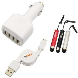 Port USB Car Charger Adapter + Retractable Sync Cable + 3 x Universal 