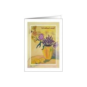  Arabic Birthday Yellow Vase Flowers Card Health 